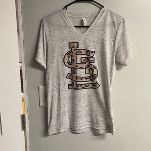 Gray V-Neck T-Shirt with Leopard Print St. Louis cardinals